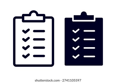 Checklist icon vector, minimal flat outline design representing tasks, to-do list, and organization.
