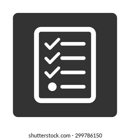 Checklist icon. Vector style is white and gray colors, flat rounded square button on a white background.