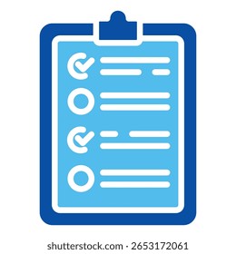 Ícones De Lista De Verificação Em Estilo Azul, Ilustração De Vetor