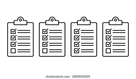 Checklist Icons With Completed And Uncompleted Items Black Line Style