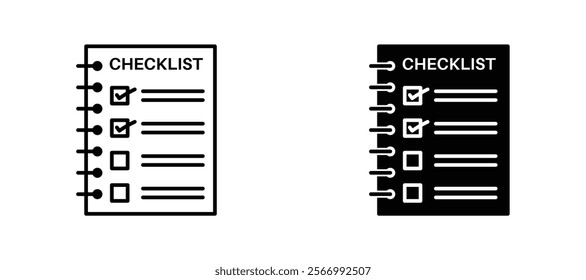 Checklist icons in outline and fill. vector illustration for ui.