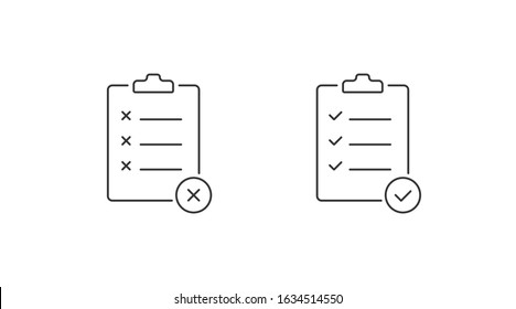  Checklist icons. Paper clipboard document symbols. Note checklist vector illustration signs.