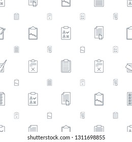 checklist icons pattern seamless white background. Included editable line check list, clipboard, clipboard with chart, pointing on document icons. checklist icons for web and mobile.