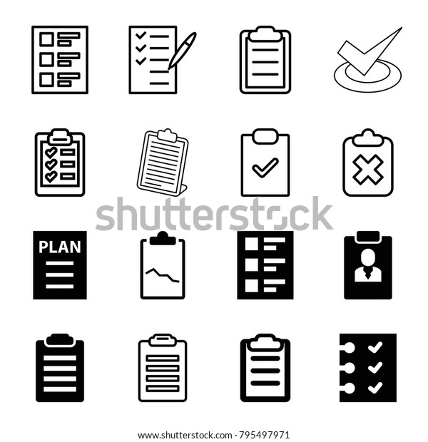 Checklist Icons Set 16 Editable Filled Stock Vector (Royalty Free ...