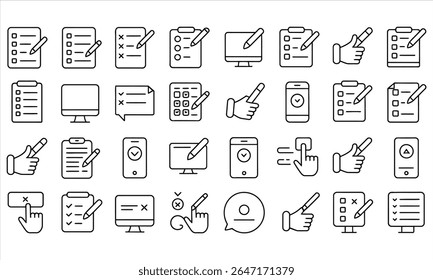 Iconos de la lista de comprobación establecidos para la Encuesta y el Comentarios