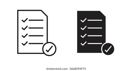 Iconos de lista de verificación en dos estilos aislados sobre fondo blanco