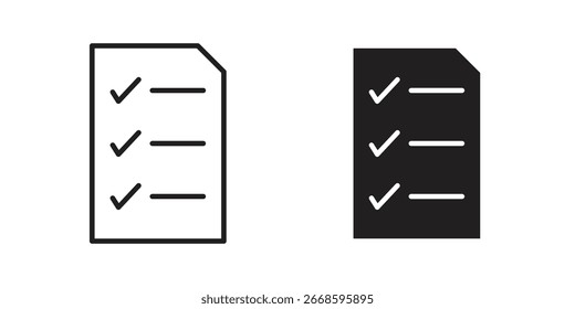 Ícones da lista de verificação em dois estilos com plano de fundo branco