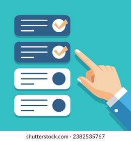 Checklist illustration flat design. hand checking form vector.