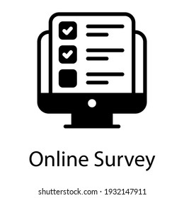 Checklist inside monitor online survey icon