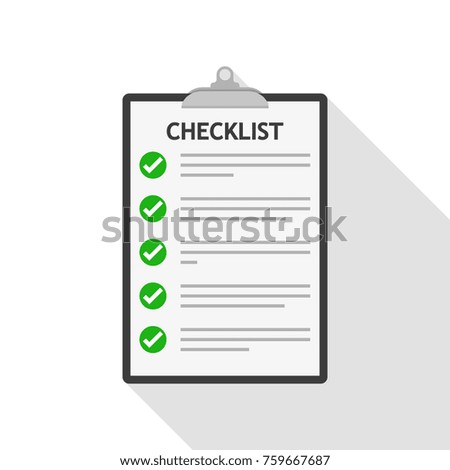 Checklist isolated. Vector illustration. Checklist clipboard in flat design