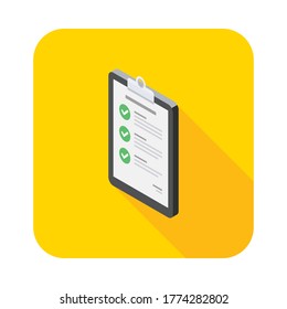 Checklist Isometric left view icon vector isometric. Flat style vector illustration.