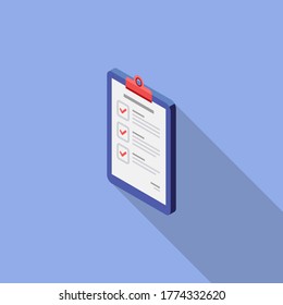 Checklist Isometric left view icon vector isometric. Flat style vector illustration.