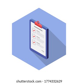 Lista de verificación Isometric left view icon vector isométrico. Ilustración vectorial de estilo plano.