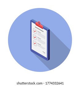 Checklist Isometric left view icon vector isometric. Flat style vector illustration.