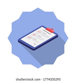 Lista de verificación Isometric left view icon vector isométrico. Ilustración vectorial de estilo plano.