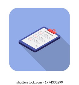 Checklist Isometric left view icon vector isometric. Flat style vector illustration.