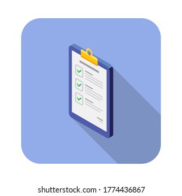 Checklist Isometric left view icon vector isometric. Flat style vector illustration.
