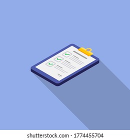 Checklist Isometric left view icon vector isometric. Flat style vector illustration.