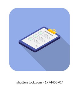 Checklist Isometric left view icon vector isometric. Flat style vector illustration.