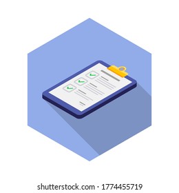 Checklist Isometric left view icon vector isometric. Flat style vector illustration.