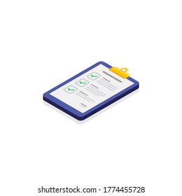 Checklist Isometric left view - Shadow icon vector isometric. Flat style vector illustration.