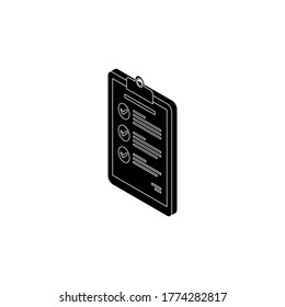Checklist Isometric left view - White Outline icon vector isometric. Flat style vector illustration.