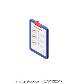 Checklist Isometric left view - White Background icon vector isometric. Flat style vector illustration.