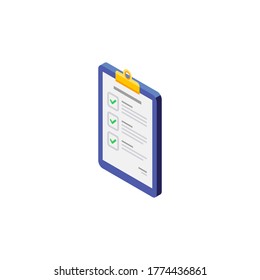 Checklist Isometric left view - White Background icon vector isometric. Flat style vector illustration.