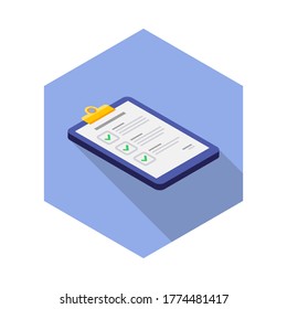 Checklist Isometric right view icon vector isometric. Flat style vector illustration.
