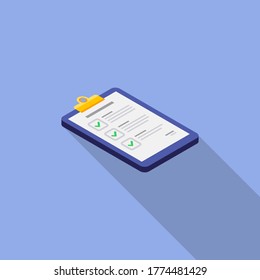 Checklist Isometric right view icon vector isometric. Flat style vector illustration.