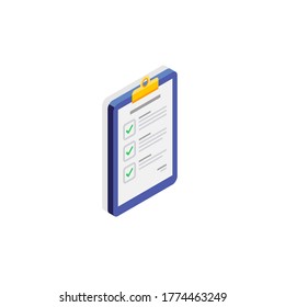 Lista de verificación Vista isométrica derecha - vector de icono de sombra isométrico. Ilustración vectorial de estilo plano.