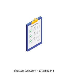 Checklist Isometric right view - White Background icon vector isometric. Flat style vector illustration.