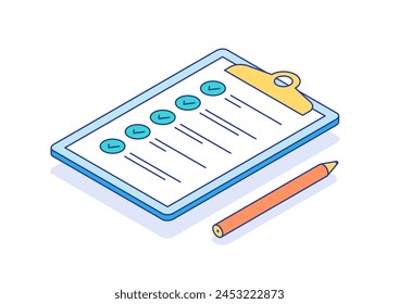 Checklist Isometric top view isolated on white background icon vector isometric. Flat style vector illustration.
