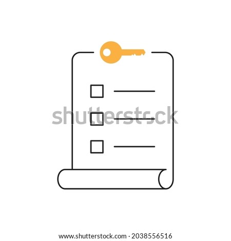 Checklist with keywords.concept of key word check list and register of decisions. vector illustration