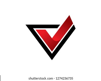Checklist or Letter V Logo Template, Symbol, Icon
