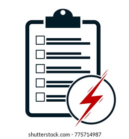 checklist and Lightning icon vector.