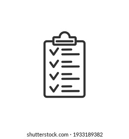 Checklist Line Icon. Clipboard With Checkmarks. List With Ticks, Check Marks. Task Is Done, Work Is Finished Concept. Vector.