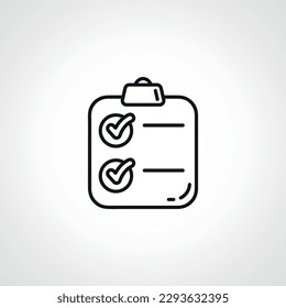 Checklist line icon. Clipboard with checkmarks line icon. List with ticks. Survey to do list outline icon.