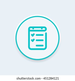 checklist line icon, completed tasks, goals, results, vector illustration