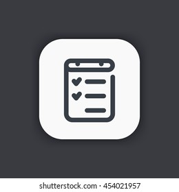 checklist line icon, completed tasks, results, achievements