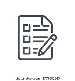 Checklist line icon. Document with Pencil vector outline sign.