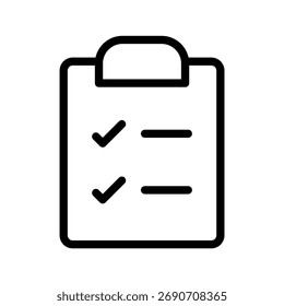 Ícone de Linha da Lista de Verificação Símbolo de Tarefa Mínima e Tarefa Pendente para Conceitos de Produtividade, Planejamento e Organização