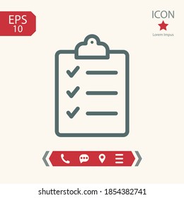 icono de línea de lista de comprobación, ilustración del vector de contorno.