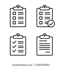 Checklist Line Icon Set Outline Vector Illustration Collection 