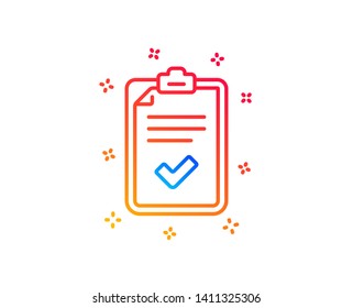 Checklist line icon. Survey report sign. Business review symbol. Gradient design elements. Linear checklist icon. Random shapes. Vector
