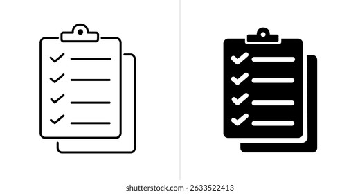 Checklist line and solid web icon set. Vector illustration