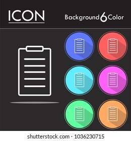 Checklist line vector icon,Clipboard vector icon on six color background