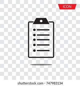 Checklist line vector icon,Clipboard vector icon isolated on transparent background.