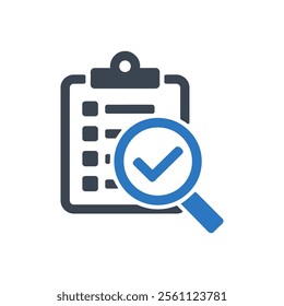 Checklist Magnifying Glass Icon On White Background