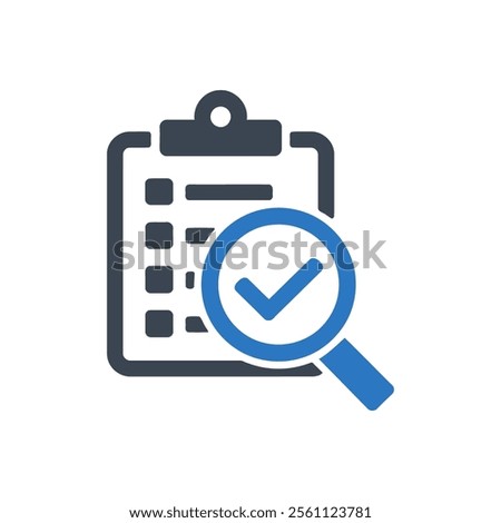 Checklist Magnifying Glass Icon On White Background